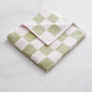 Bed Threads Rosewater & Sage Check Terry Hand and Face Towel